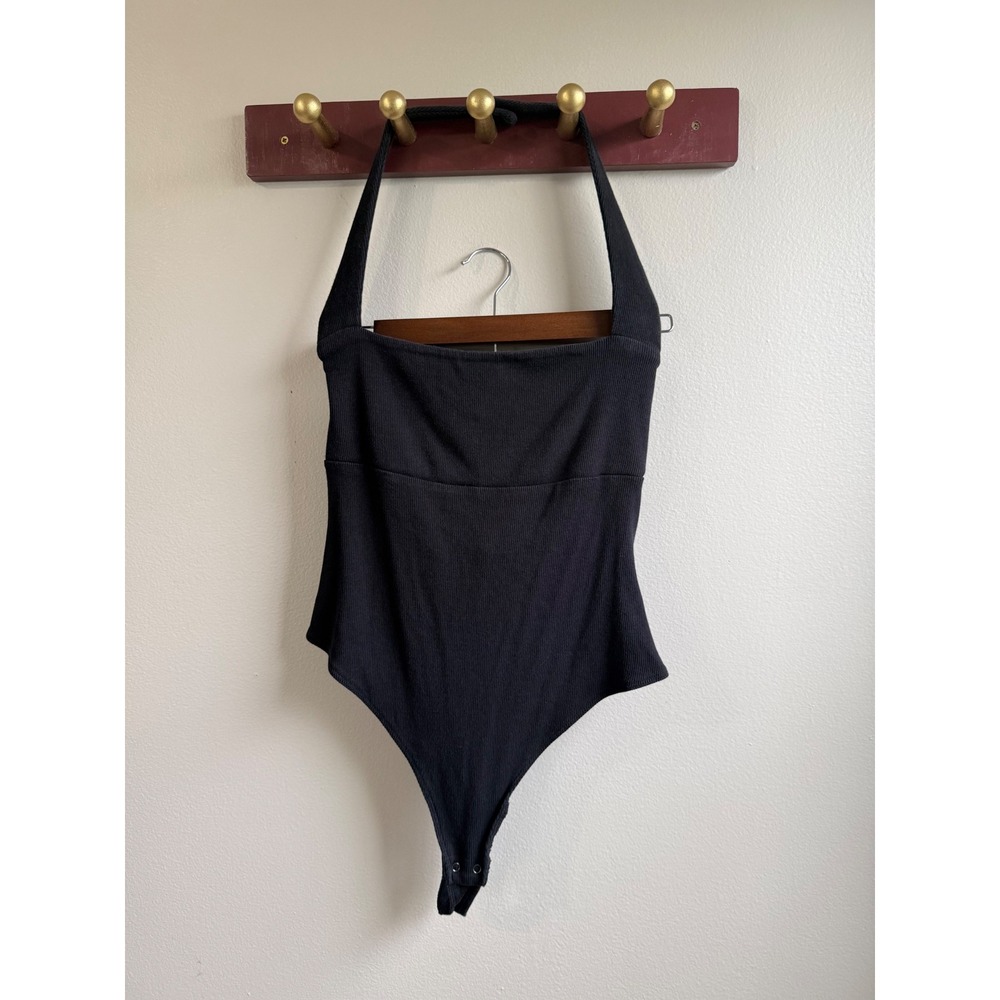 Weekend Los Angeles Black Ribbed Halter Bodysuit Size M